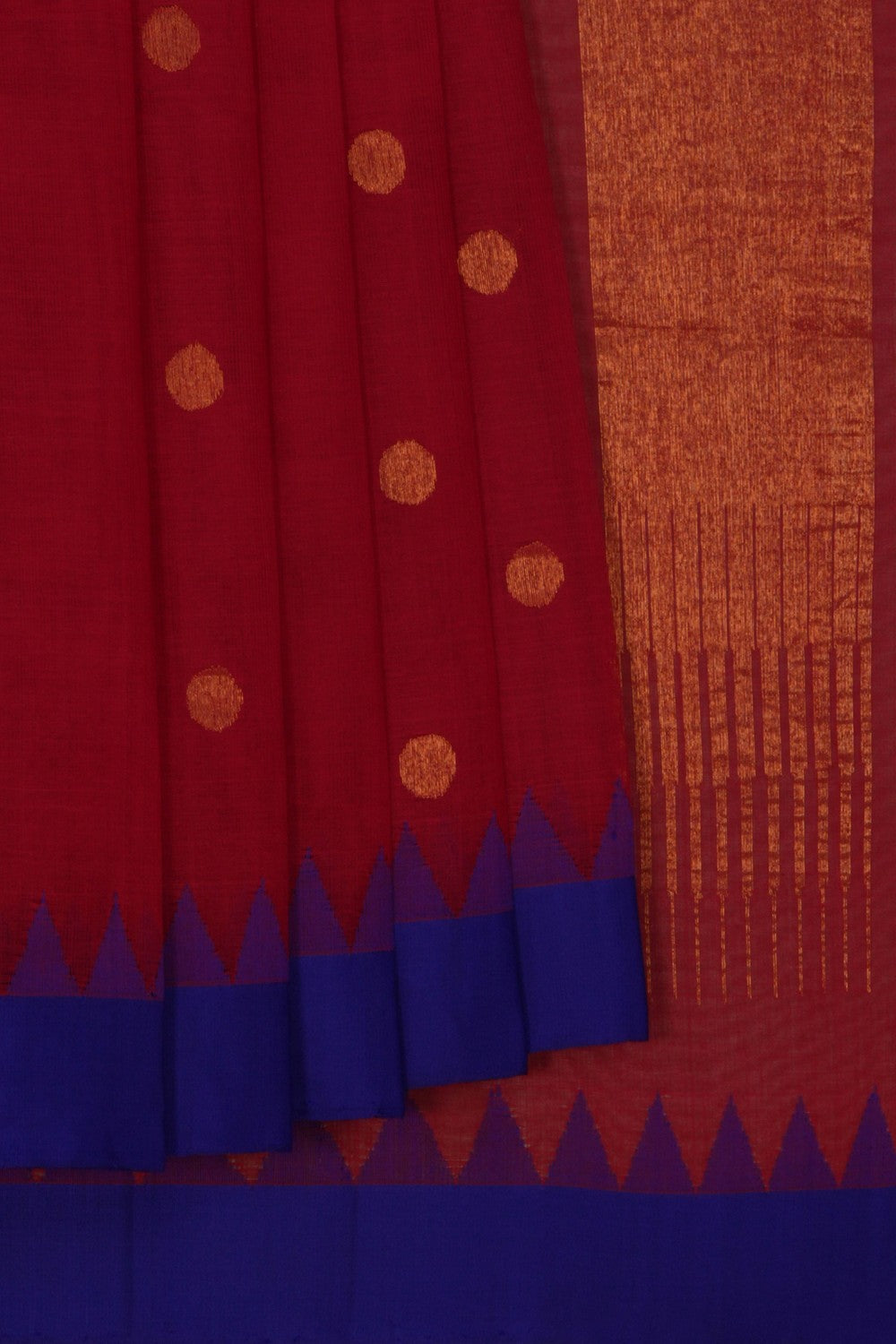 Image of Ponduru Cotton Red Saree